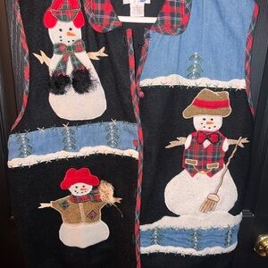 Festive Snowman Patchwork Vest - Black & Blue - Brand Unspecified